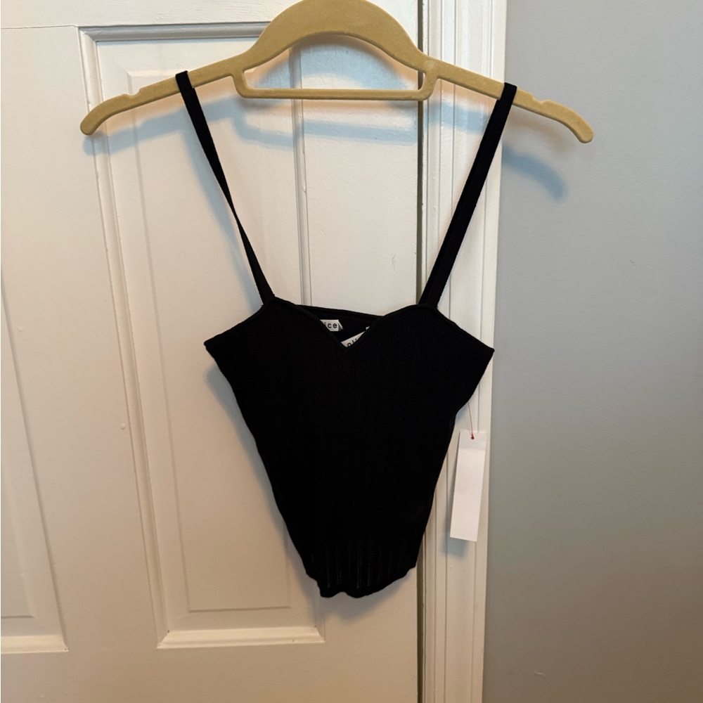 Black Ribbed Spaghetti Strap Top